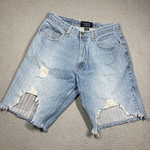 Trust Jeans Shorts Men 34 Light Wash Blue Distressed Cutoffs Jorts Grunge Skater